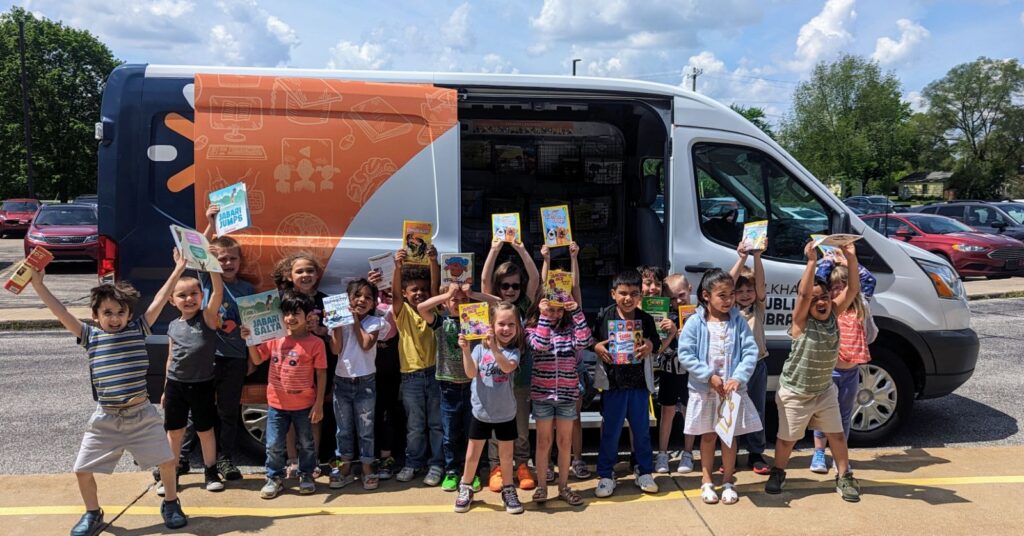 Students who love to read at Ox Bow Elementary get a visit from the Book Bus as part of the Reading Champions program.